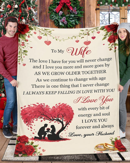 TO MY WIFE - GIFT FROM HUSBAND - Sherpa Fleece Quilt Blanket (SKU26B-01190)