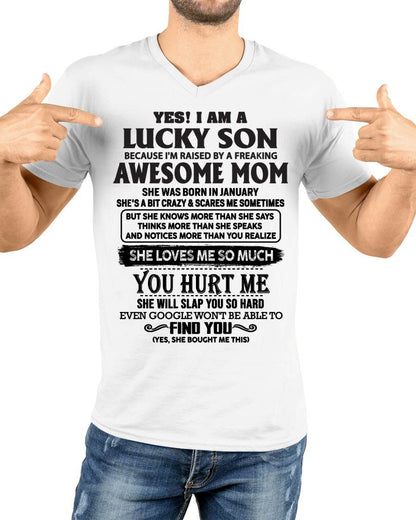 Lucky Son Of Awesome Mom Shirt - Perfect Gift For Your Son From Mom DTSM01 (SKU-LKW-01)