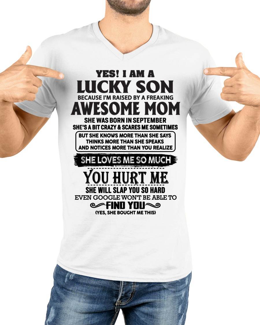 Lucky Son Of Awesome Mom Shirt - Perfect Gift For Your Son From Mom DTSM09 (SKU-LKW-09)