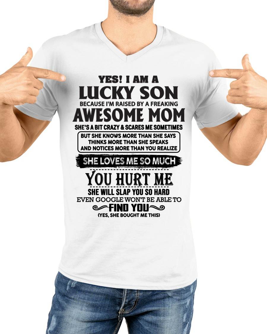Lucky Son Of Awesome Mom Shirt - Perfect Gift For Your Son DTSM00 (SKU-LKW-00)