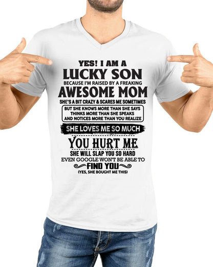 Lucky Son Of Awesome Mom Shirt - Perfect Gift For Your Son DTSM00 (SKU-LKW-00)