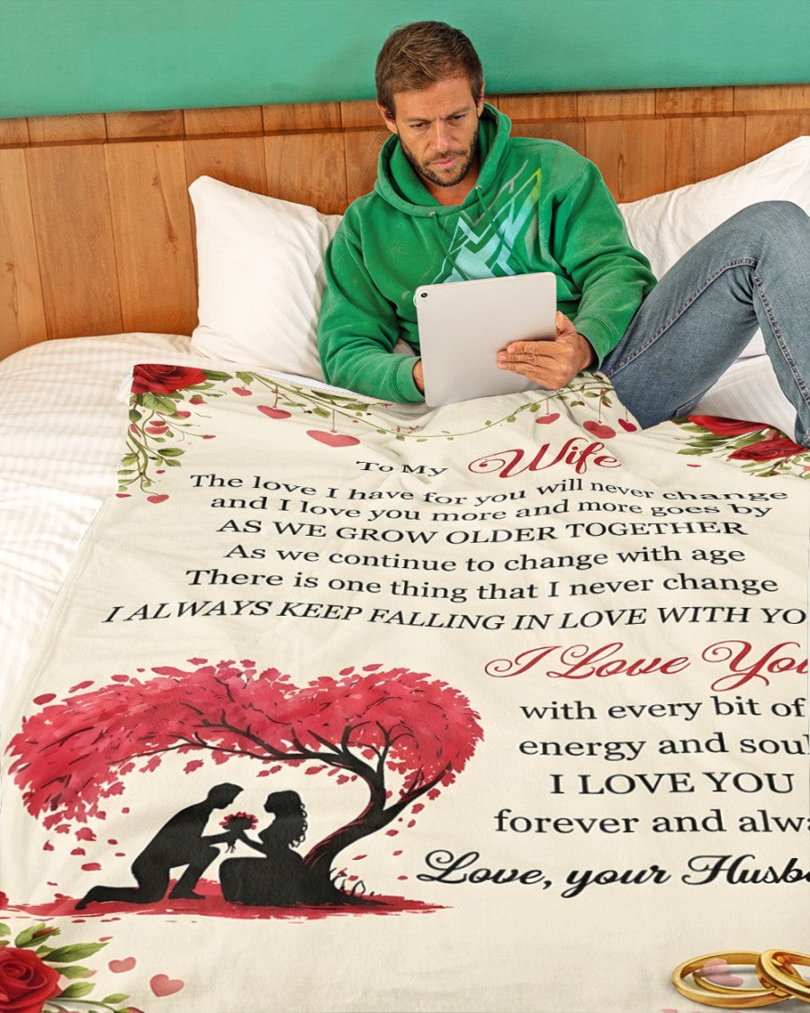 TO MY WIFE - GIFT FROM HUSBAND - Sherpa Fleece Quilt Blanket (SKU26B-01190)