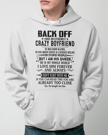 April Girl – Protected by a Crazy Boyfriend - Perfect T-Shirt For Your Boyfriend DTSM04 (SKUT-BACKOFF-04)