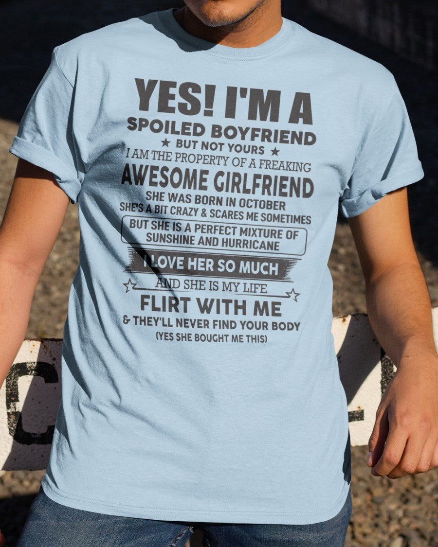 Spoiled Boyfriend of A October Queen - Perfect T-Shirt For Your BoyFriend DTSM10 (SKU-07-117-10)