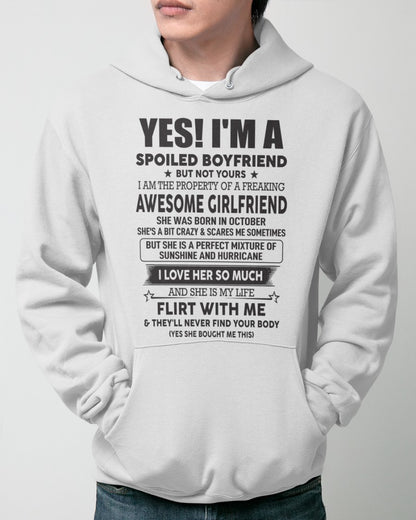 Spoiled Boyfriend of A October Queen - Perfect T-Shirt For Your BoyFriend DTSM10 (SKU-07-117-10)