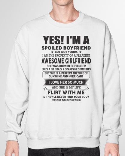 Spoiled Boyfriend of A September Queen - Perfect T-Shirt For Your BoyFriend DTSM09 (SKU-07-117-09)