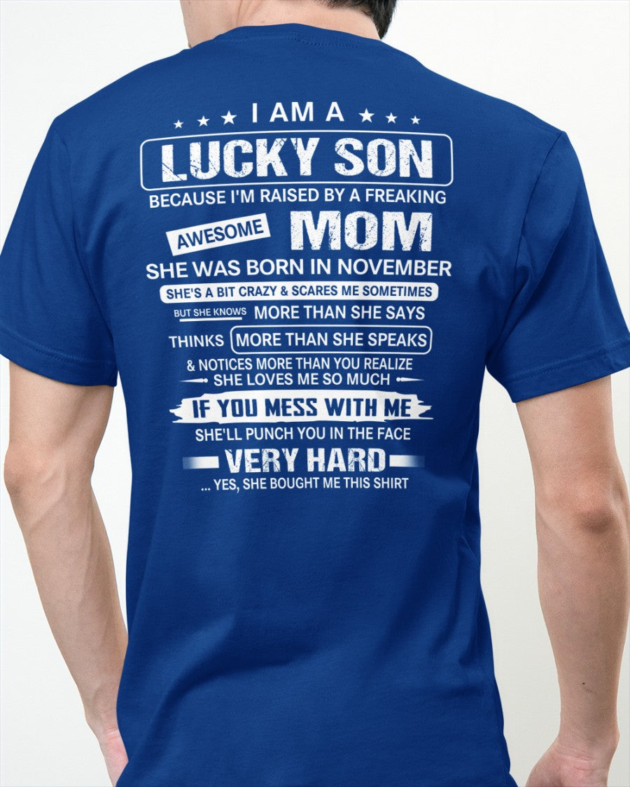 Lucky Son Of Awesome Mom - Perfect Gift For Your Son From Mom - DTSM11 (SKU07-136-11)
