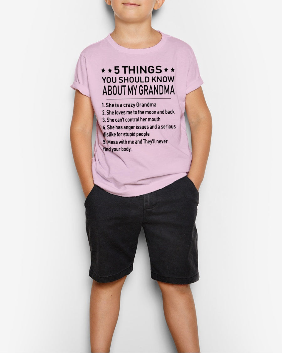 5 THINGS  YOU SHOULD KNOW ABOUT MY GRANDMA - Gift for granddaughter NTTD00 (SKU10-18)
