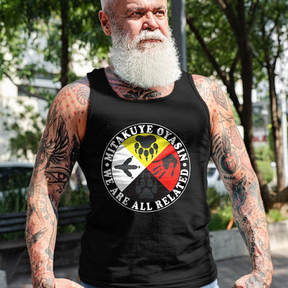 Native American T-Shirts, Vintage Native American Unisex T-Shirt/Hoodie/Sweatshirt HLT00 - Native American Medicine Wheel Mitakuye Oyasin T-Shirt (1)