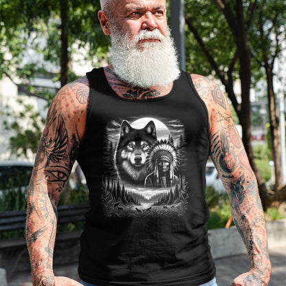 Native American T-Shirts, Vintage Native American Unisex T-Shirt/Hoodie/Sweatshirt HLT00 - Native American Indian and Wolf Feathers Chief Art T-Shirt (1)