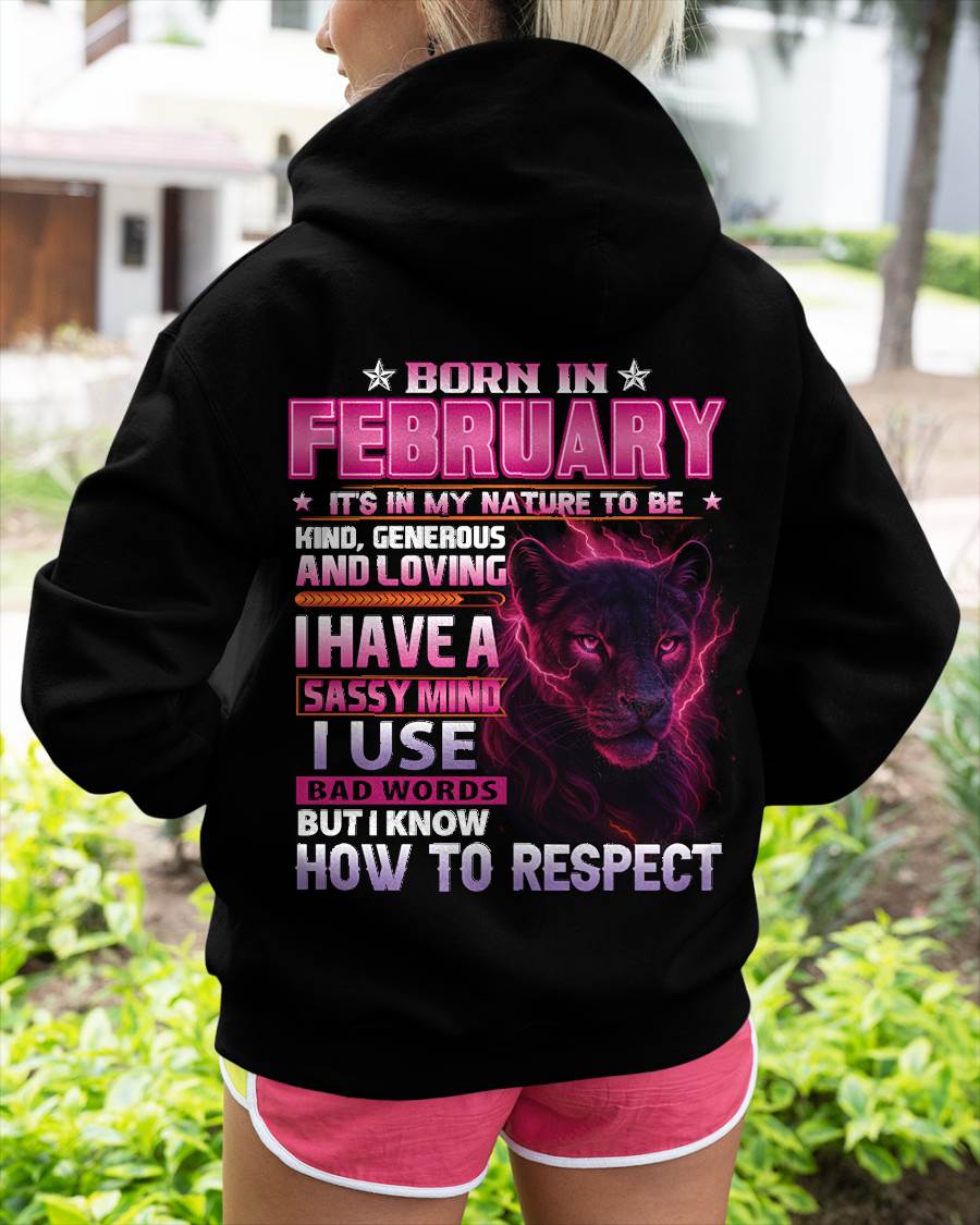 February - Fierce Panther Graphic Tee - Birthday Gift For Women - DTSM02 (SKU09-24-02)