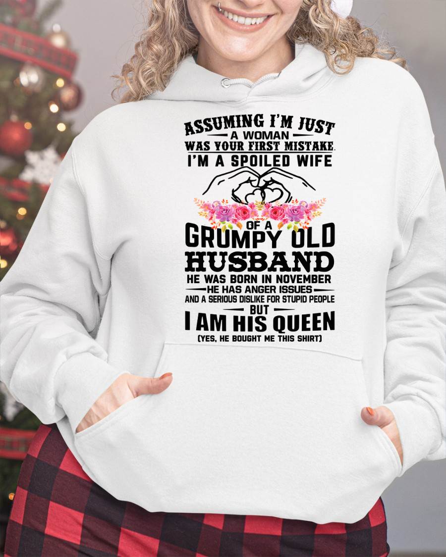 November - Spoiled Wife T-Shirt – Grumpy Old Husband Funny Tee - Perfect Gift From Husband - DTSM11 (SKU11-101-11)