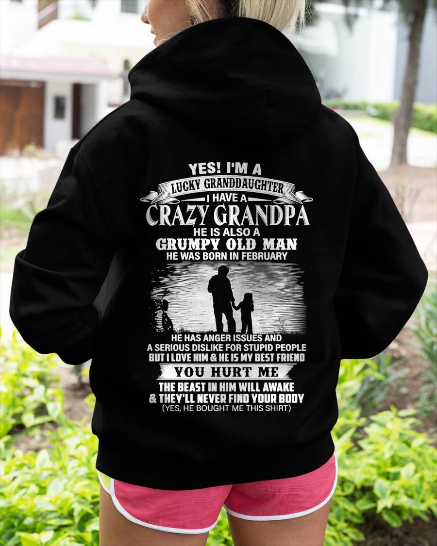 FEBRUARY - LUCKY GRANDDAUGHTER OF CRAZY GRANDPA - PERFECT GIFT FOR YOUR GRANDDAUGHTER FROM GRANDPA - DTSM02 (SKU2604-77-02)