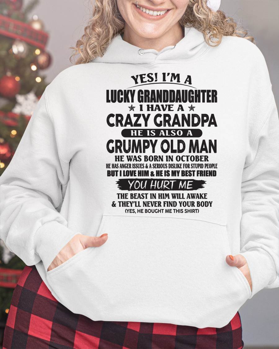 OCTOBER - LUCKY GRANDDAUGHTER OF CRAZY GRANDPA - PERFECT GIFT FOR YOUR GRANDDAUGHTER FROM GRANDPA - DTSM10 (SKU10-150-10)