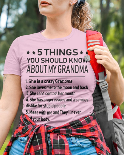 5 THINGS  YOU SHOULD KNOW ABOUT MY GRANDMA - Gift for granddaughter NTTD00 (SKU10-18)