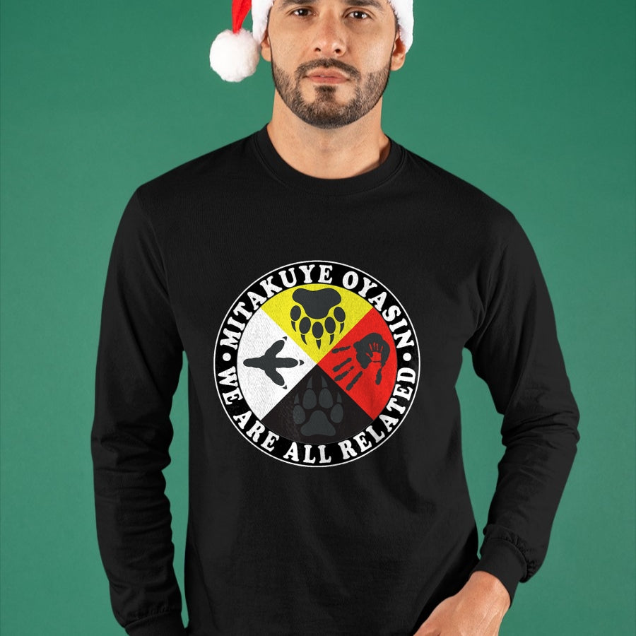 Native American T-Shirts, Vintage Native American Unisex T-Shirt/Hoodie/Sweatshirt HLT00 - Native American Medicine Wheel Mitakuye Oyasin T-Shirt (1)