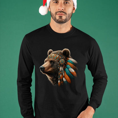 Native American T-Shirts, Vintage Native American Unisex T-Shirt/Hoodie/Sweatshirt HLT00 - Native American Bear Artwork Native American Day Design T-Shirt (1)