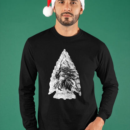 Native American T-Shirts, Vintage Native American Unisex T-Shirt/Hoodie/Sweatshirt HLT00 - American Flag - Arrowhead Hunter Indian Chief Relic Hunting Native American T-Shirt (1)