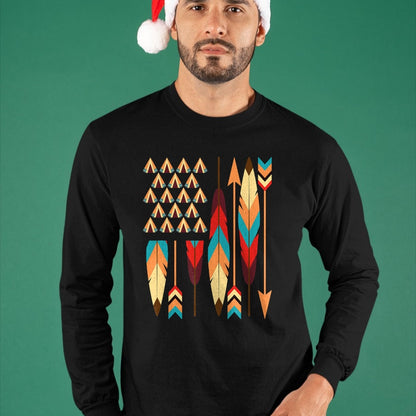 Native American T-Shirts, Vintage Native American Unisex T-Shirt/Hoodie/Sweatshirt HLT00 - Native American Pride USA Flag T-Shirt T-Shirt