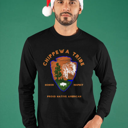 Native American T-Shirts, Vintage Native American Unisex T-Shirt/Hoodie/Sweatshirt HLT00 - American Flag - Chippewa Tribe Native American Indian Pride Respect Honor T-Shirt