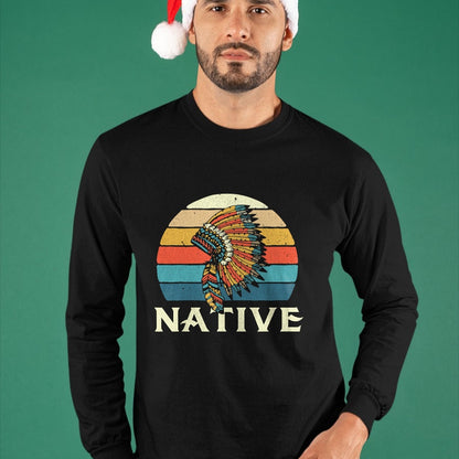 Native American T-Shirts, Vintage Native American Unisex T-Shirt/Hoodie/Sweatshirt HLT00 - Native Indian Retro Headdress Native American Blood Pride T-Shirt