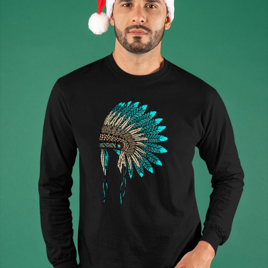 Native American T-Shirts, Vintage Native American Unisex T-Shirt/Hoodie/Sweatshirt HLT00 - Native American Indian Headdress Costume Jewelry Decor T-Shirt (1)