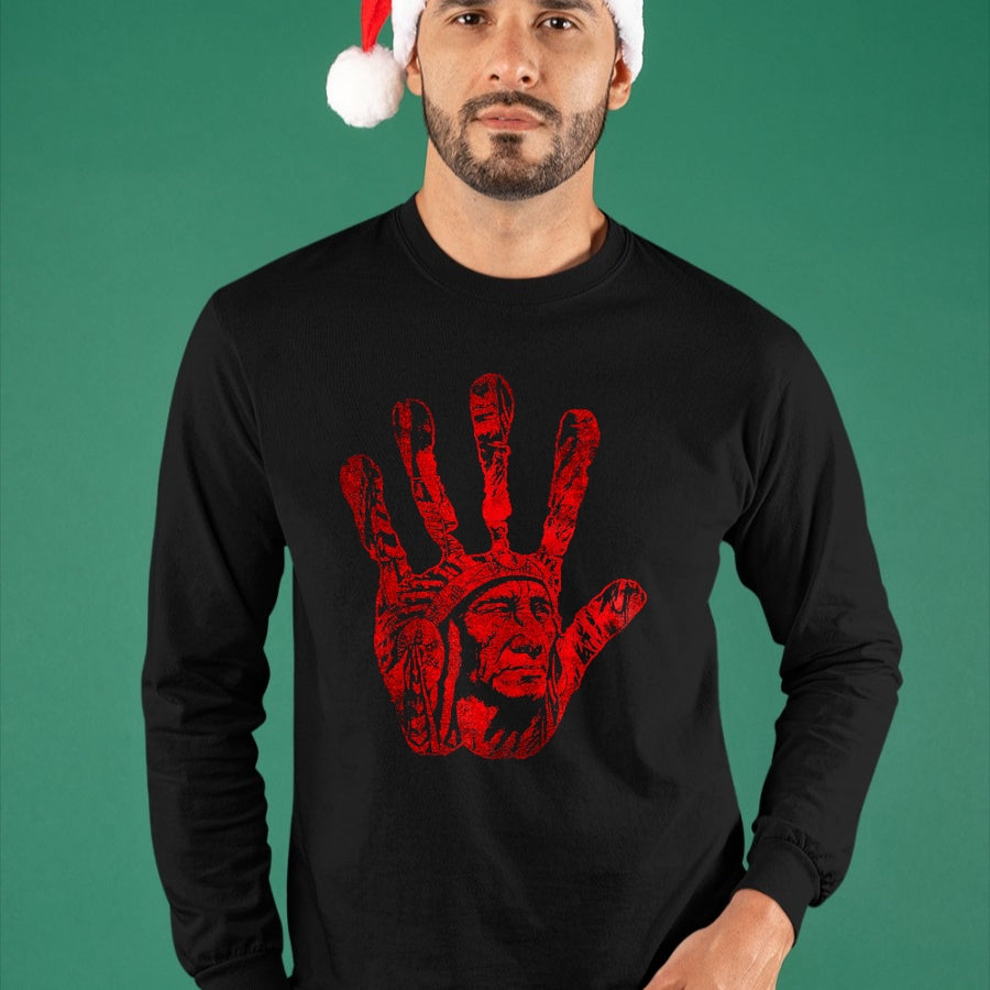 Native American T-Shirts, Vintage Native American Unisex T-Shirt/Hoodie/Sweatshirt HLT00 - Native American Indigenous Red Hand Indian Blood Themed T-Shirt (8)