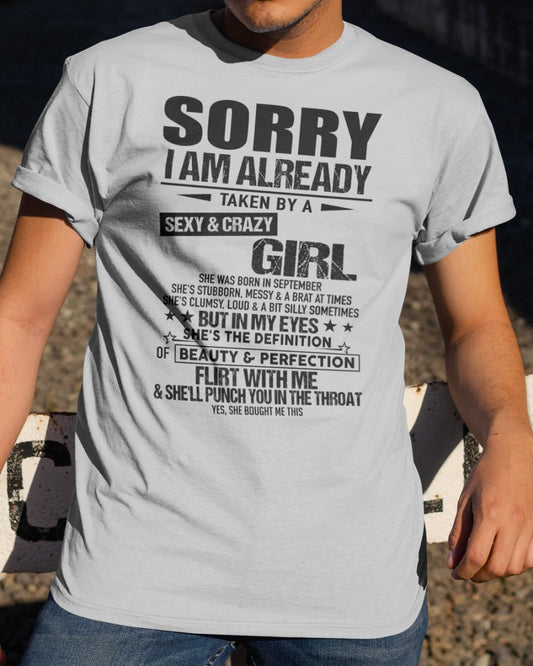 Sexy & Crazy September Girlfriend Tee - Perfect T-Shirt For Your Boyfriend DTSM09 (SKU.SR.GIRL-09)