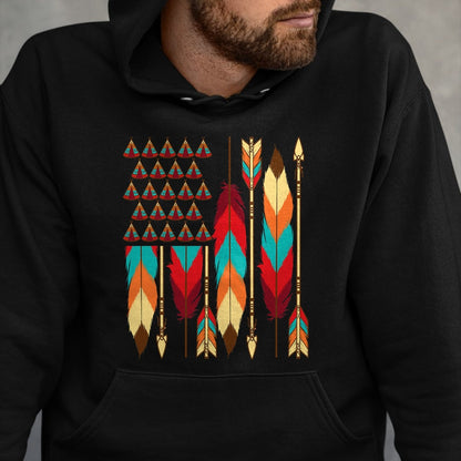 Native American T-Shirts, Vintage Native American Unisex T-Shirt/Hoodie/Sweatshirt HLT00 - Native American Flag - Pride Month Indigenous People Veteran T-Shirt