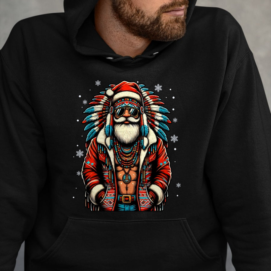 Native American T-Shirts, Vintage Native American Unisex T-Shirt/Hoodie/Sweatshirt HLT00 - Native American Santa Claus Christmas Santa Xmas T-Shirt (1)