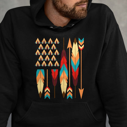 Native American T-Shirts, Vintage Native American Unisex T-Shirt/Hoodie/Sweatshirt HLT00 - Native American Pride USA Flag T-Shirt T-Shirt