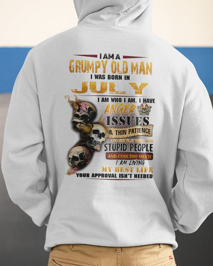 July - Grumpy Old Man T-Shirt - Funny Skull Anger Issues Tee - Perfect Gift For Men DTSM07 (SKU09-49-07)
