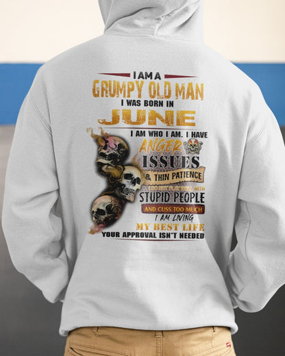 June - Grumpy Old Man T-Shirt - Funny Skull Anger Issues Tee - Perfect Gift For Men DTSM06 (SKU09-49-06)