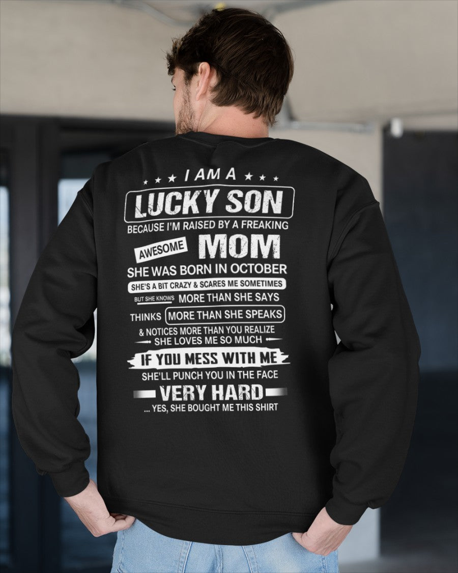 Lucky Son Of Awesome Mom - Perfect Gift For Your Son From Mom - DTSM10 (SKU07-136-10)