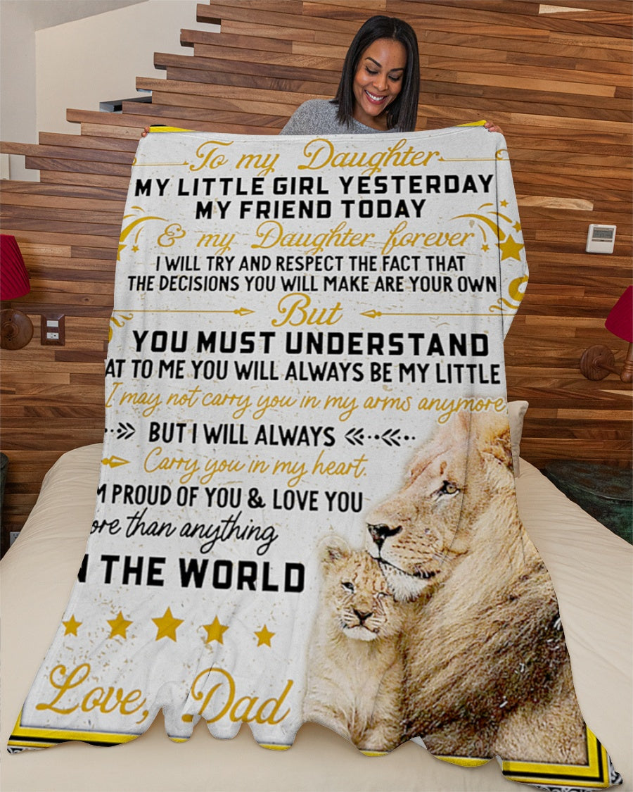 Dad To Daughter - Birthday Gift For Daughter From Dad - To My Daughter Lion Blanket My Little Girl