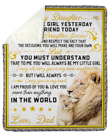 Dad To Daughter - Birthday Gift For Daughter From Dad - To My Daughter Lion Blanket My Little Girl