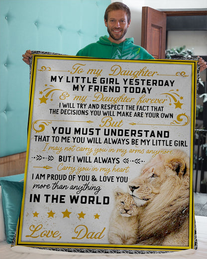 Dad To Daughter - Birthday Gift For Daughter From Dad - To My Daughter Lion Blanket My Little Girl