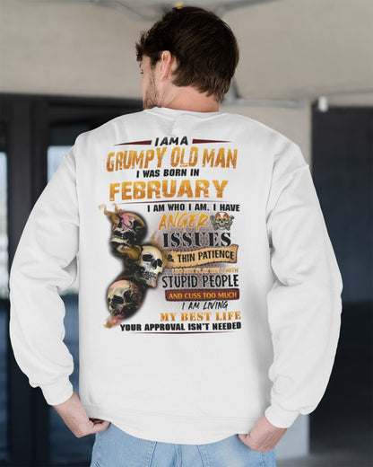 February - Grumpy Old Man T-Shirt - Funny Skull Anger Issues Tee - Perfect Gift For Men DTSM02 (SKU09-49-02)