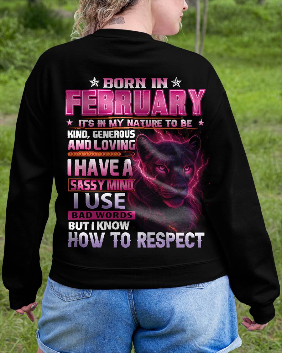 February - Fierce Panther Graphic Tee - Birthday Gift For Women - DTSM02 (SKU09-24-02)