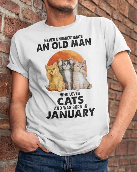 An Old January Man Who Loves Cats - Perfect Shirt For Men DTSM01