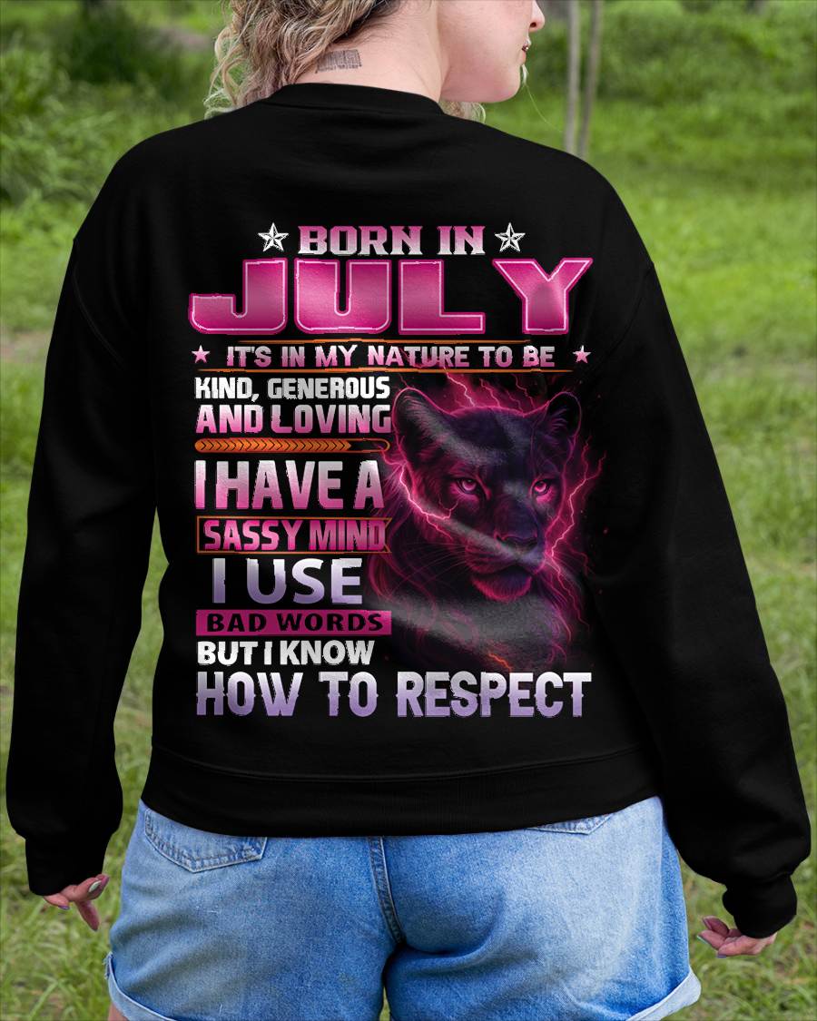 July - Fierce Panther Graphic Tee - Birthday Gift For Women - DTSM07 (SKU09-24-07)