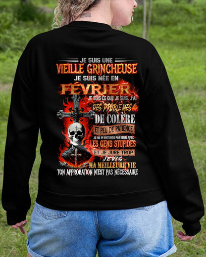 Je Suis Une Vieille Grincheuse Née En Février  – T-Shirt Femme Fort Caractère - DTSM02 (SKU2603-11-02)