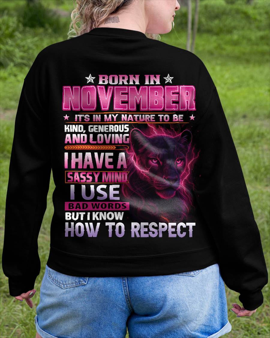 November - Fierce Panther Graphic Tee - Birthday Gift For Women - DTSM11 (SKU09-24-11)