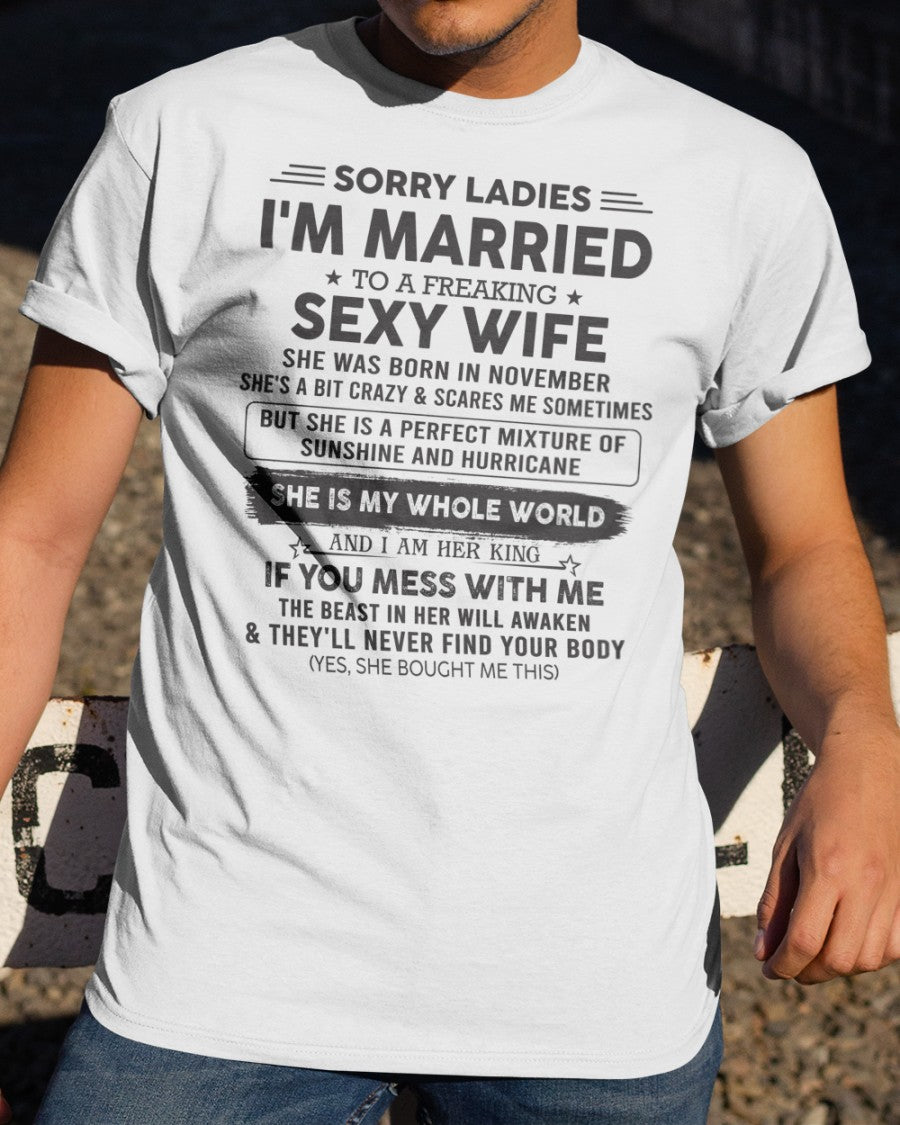 Sexy November Wife - Perfect T-Shirt For Your Husband DTSM11 (SKU-07-120-11)