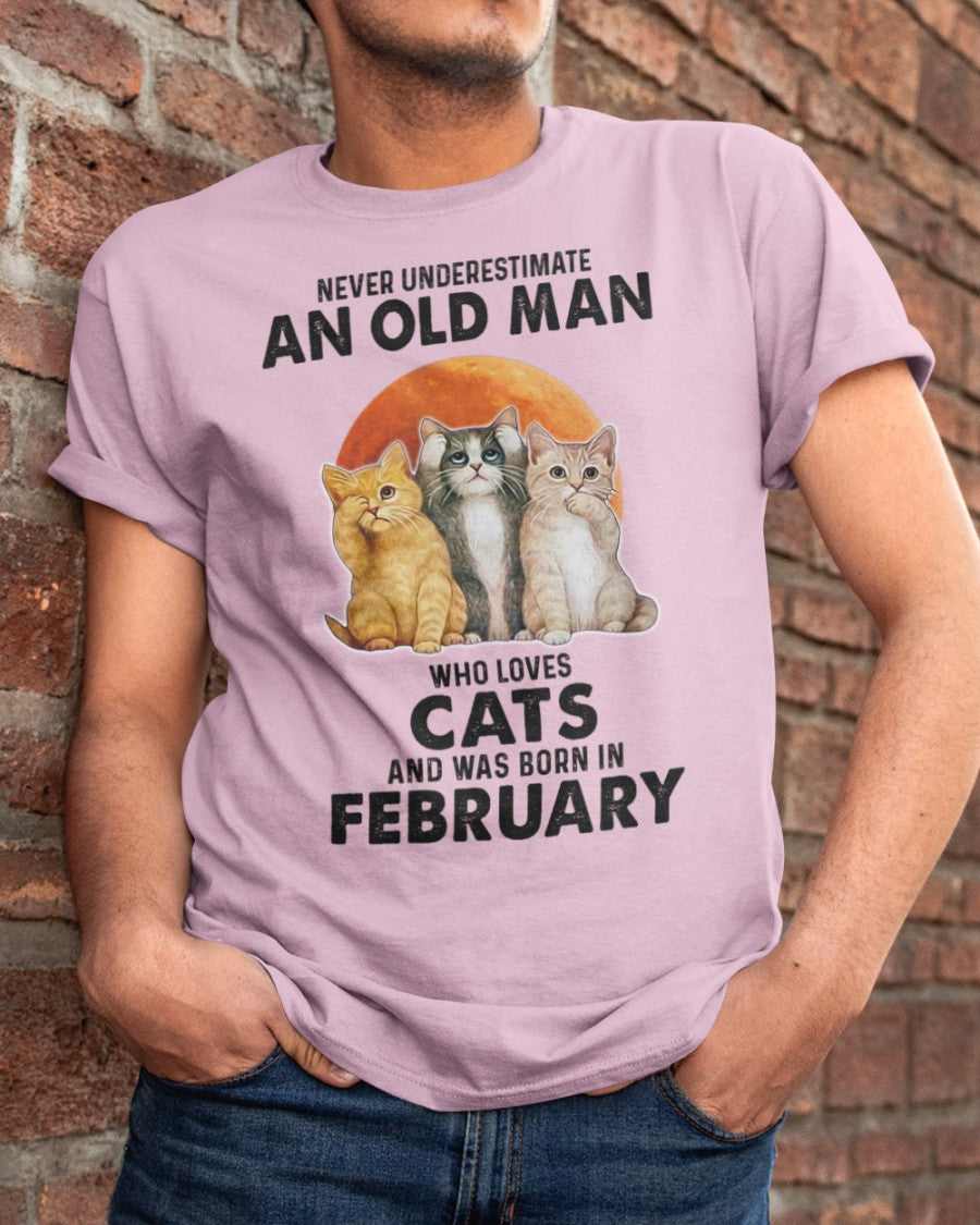 An Old February Man Who Loves Cats - Perfect Shirt For Men DTSM02