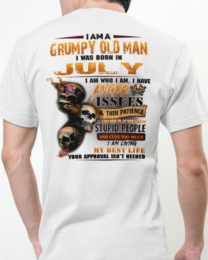 July - Grumpy Old Man T-Shirt - Funny Skull Anger Issues Tee - Perfect Gift For Men DTSM07 (SKU09-49-07)