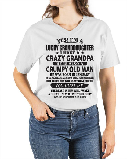 JANUARY - LUCKY GRANDDAUGHTER OF CRAZY GRANDPA - PERFECT GIFT FOR YOUR GRANDDAUGHTER FROM GRANDPA - DTSM01 (SKU10-150-01)