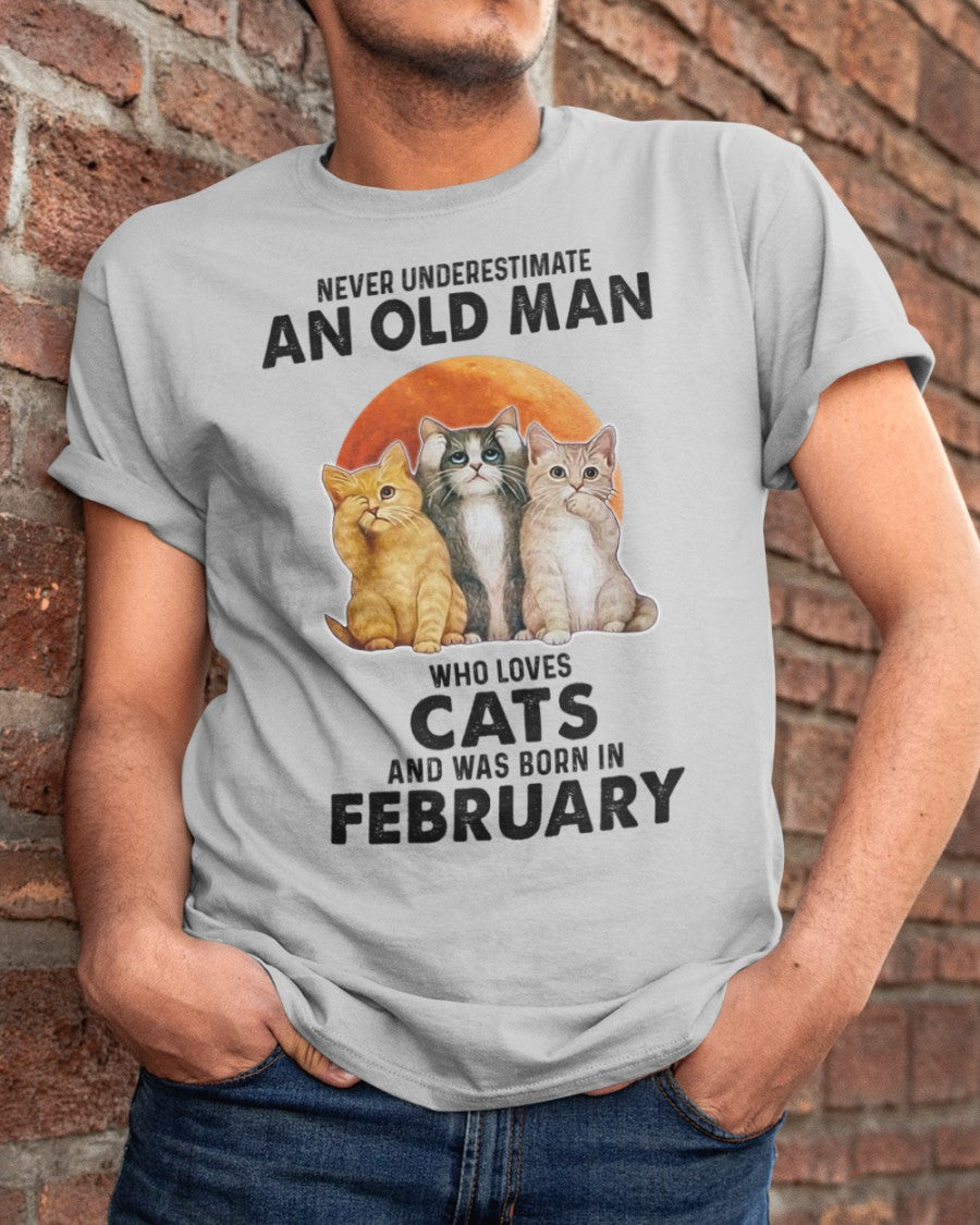 An Old February Man Who Loves Cats - Perfect Shirt For Men DTSM02