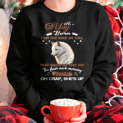 AS A MAY GIRL I'M FEARLESS WOLF SHIRT – GIFT FOR WOMEN - DTSM05 (SKU2604-238-05)