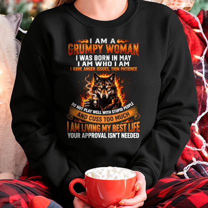 MAY - I AM A GRUMPY WOMAN - BIRTHDAY T-SHIRT FOR WOMEN - DTSM05 (SKU2607-206-05)